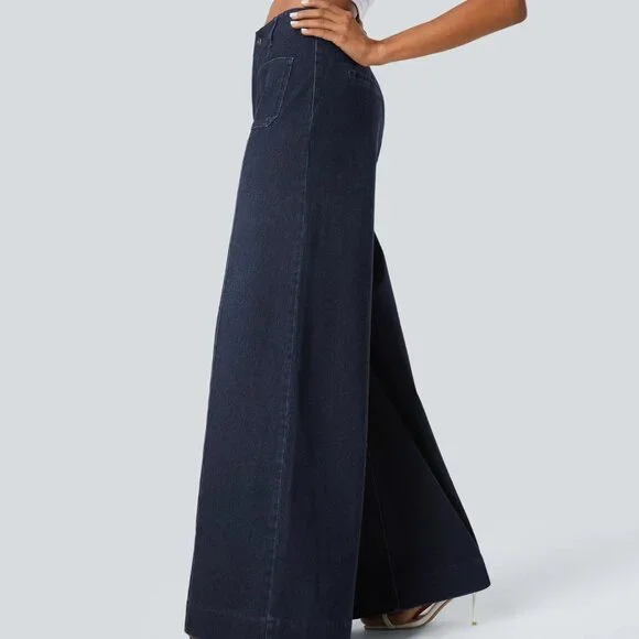 HALARA Women's Dark Blue Wide-Leg Jeans - Picture 3 of 4